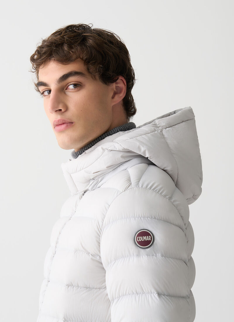 Down jacket with detachable hood