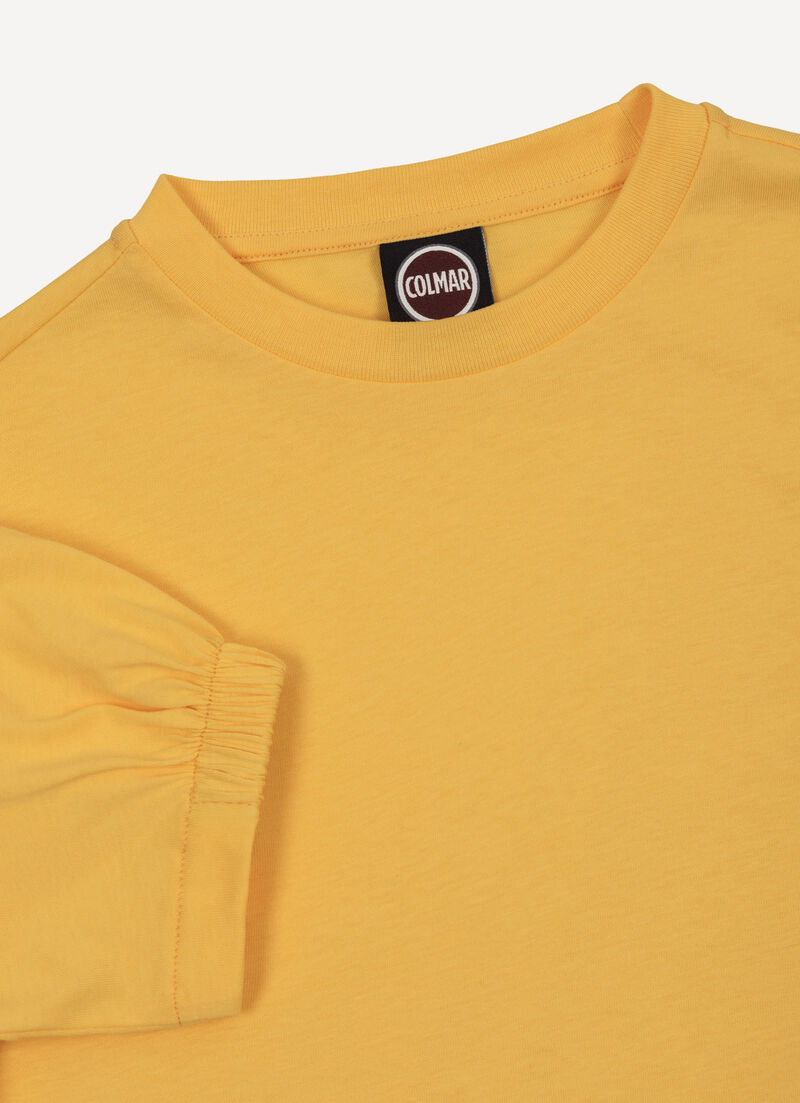 T-shirt with gathered sleeve