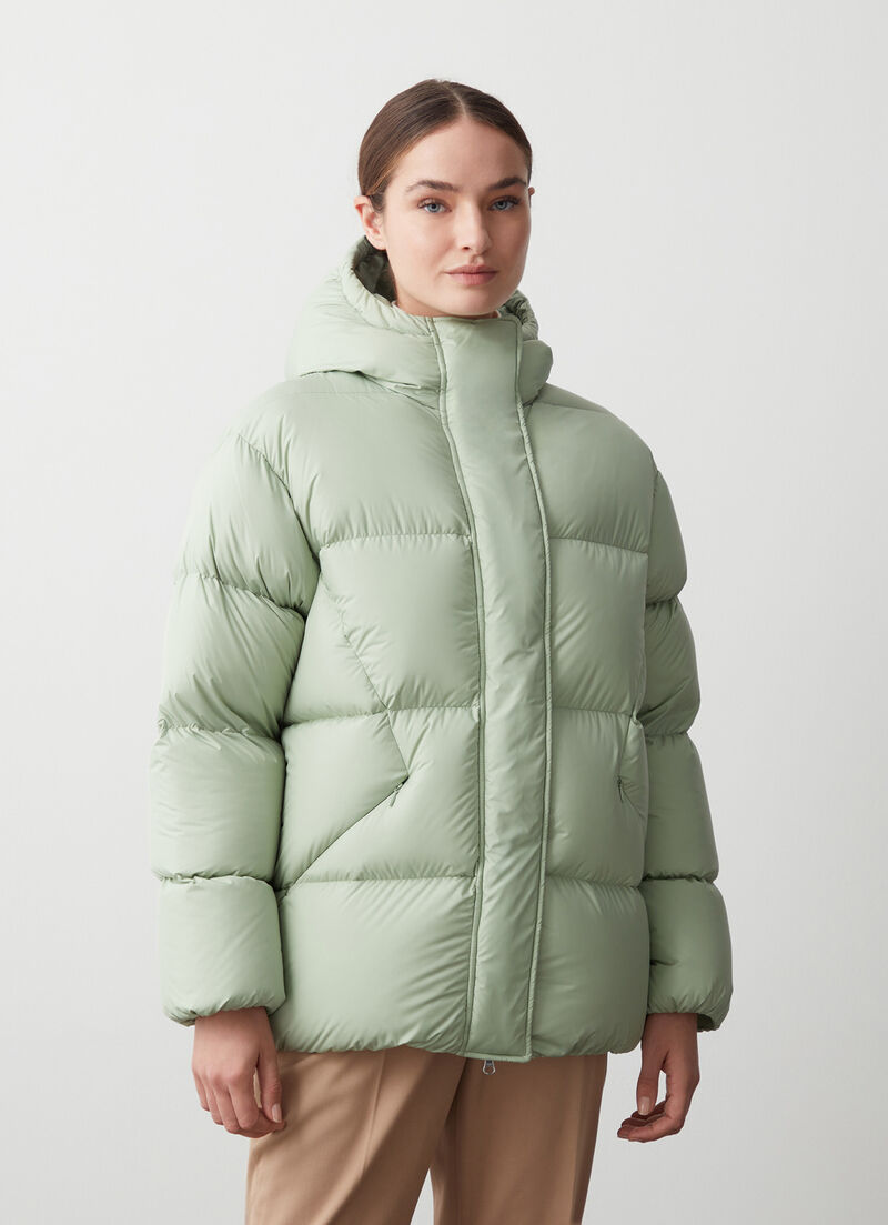 Oversized down jacket with hood
