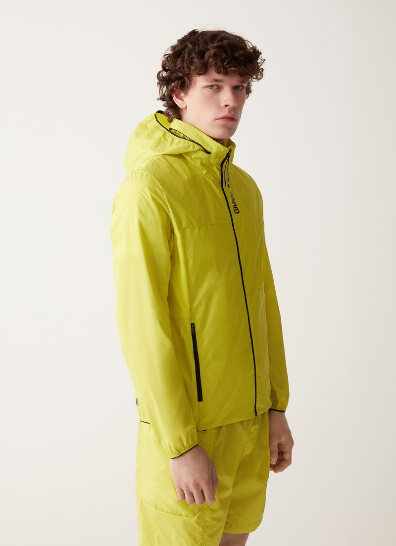 Unlined jacket with hood in the collar