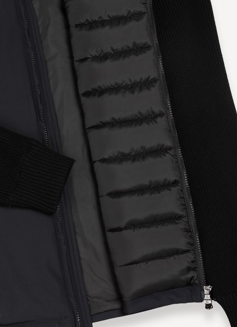 Biker jacket with knit sleeves