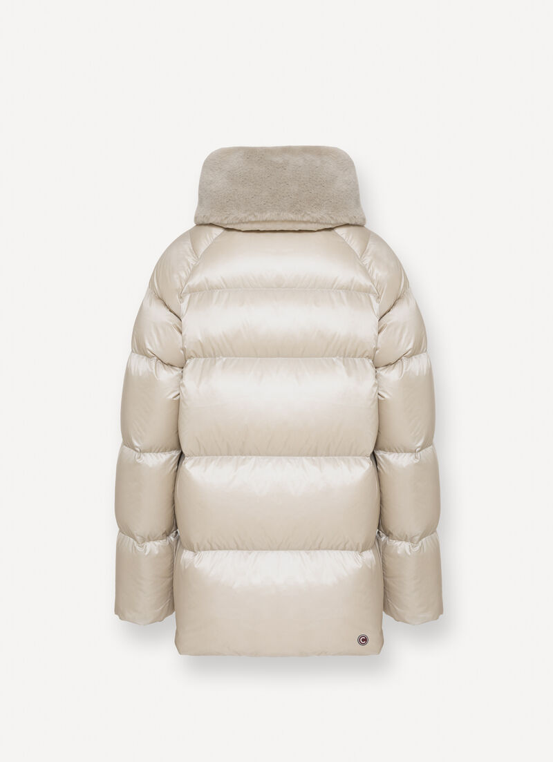 Down jacket with fur collar