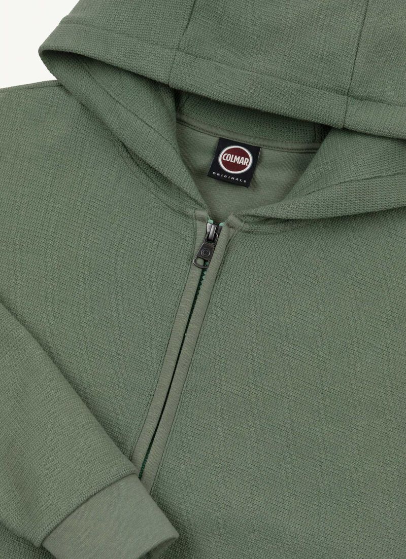 Full-zip piqué sweatshirt