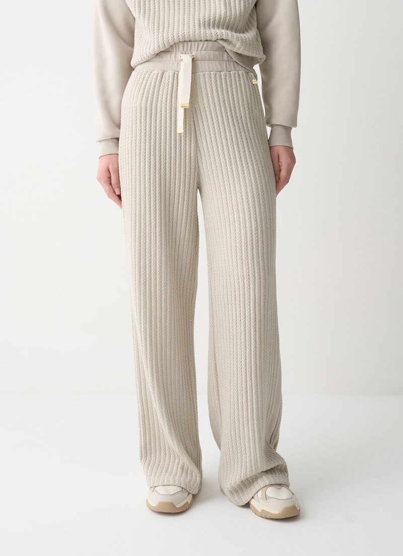 Cable-knit tracksuit bottoms