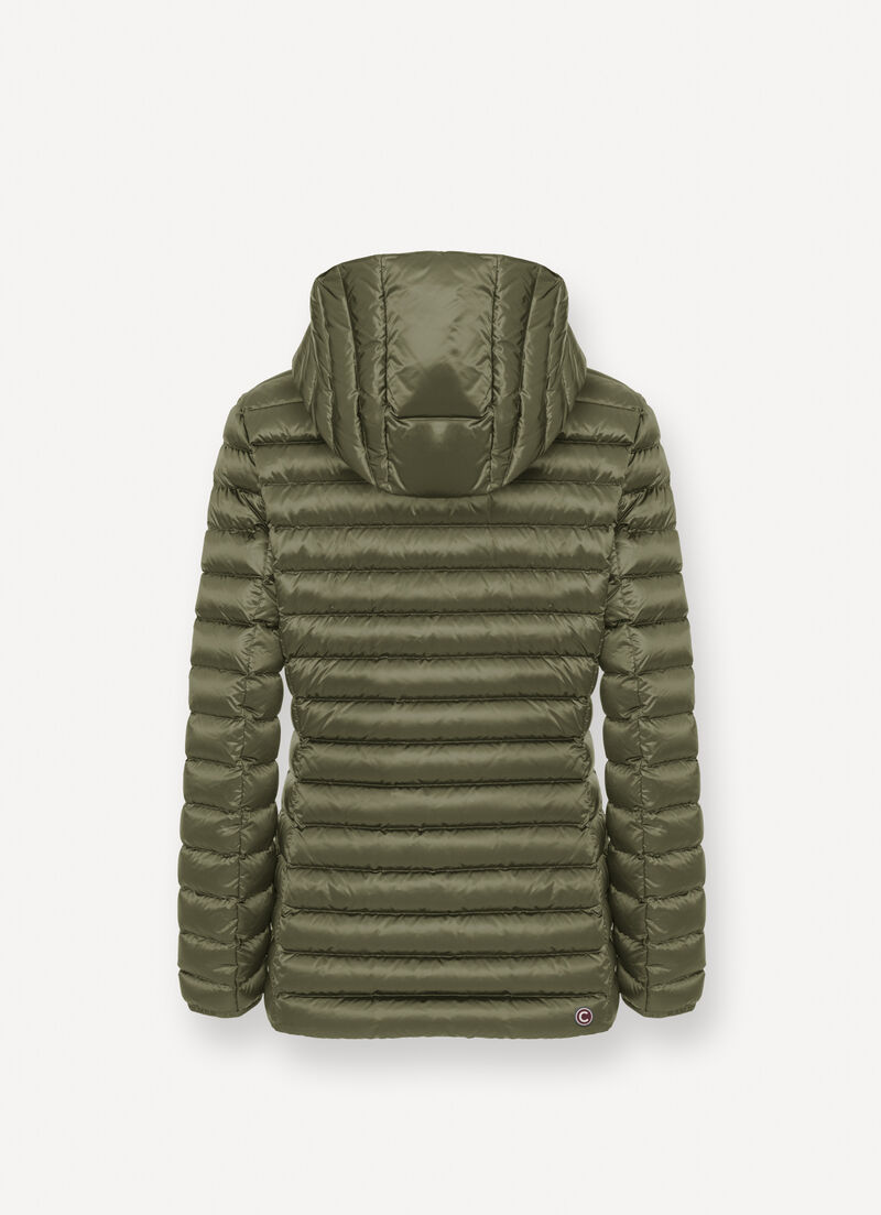 Fitted down jacket with hood