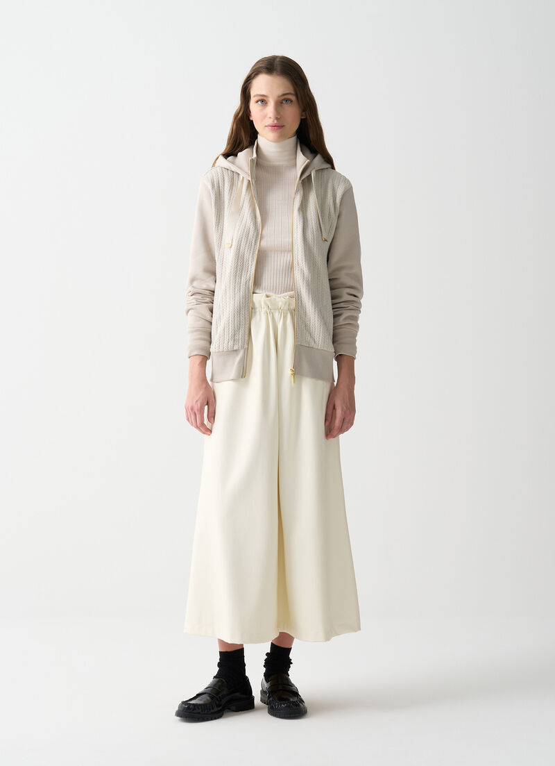 Cable-knit hooded sweatshirt