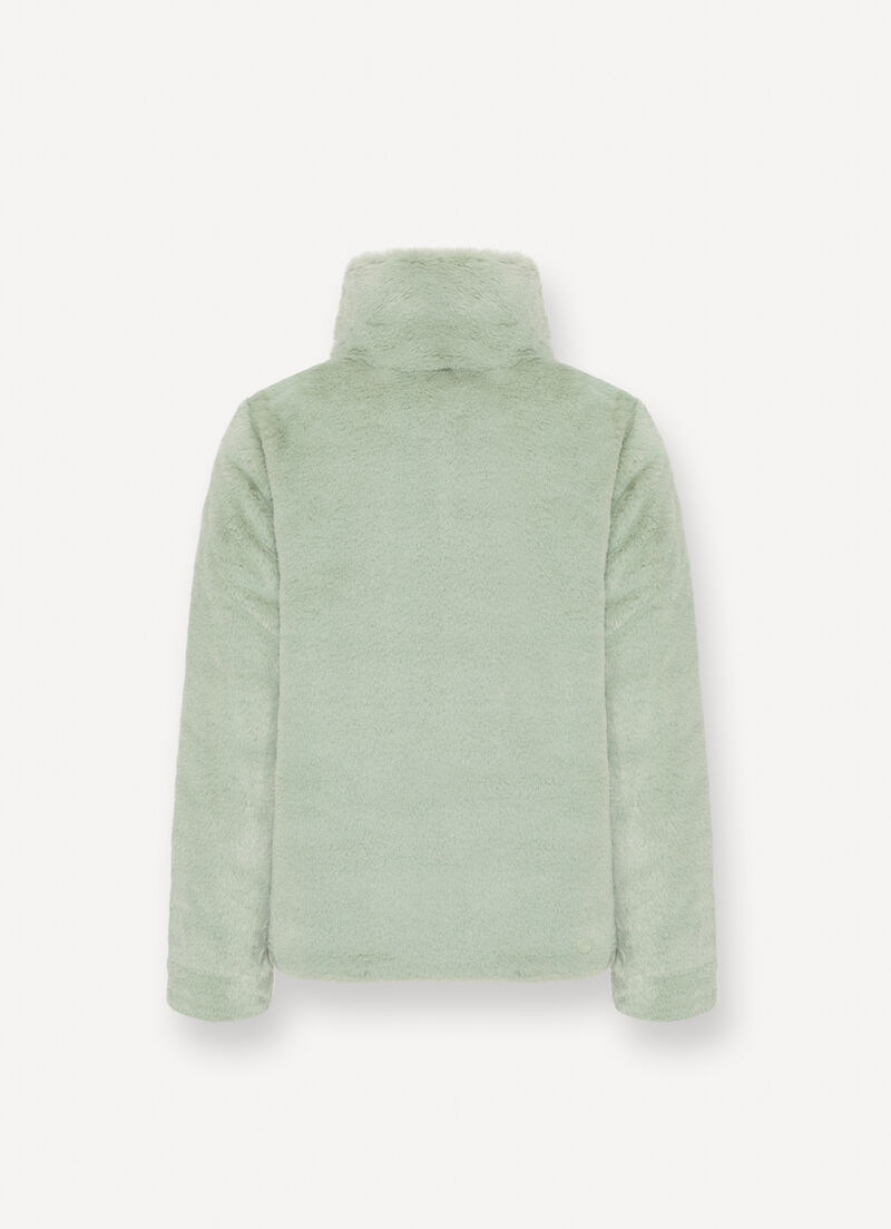 Reversible faux fur down jacket