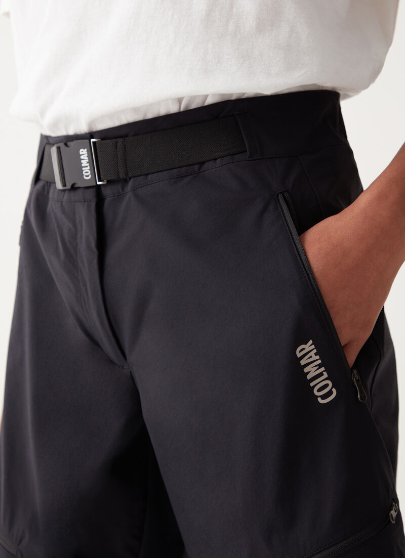 Zipped multi-pocket Bermuda shorts