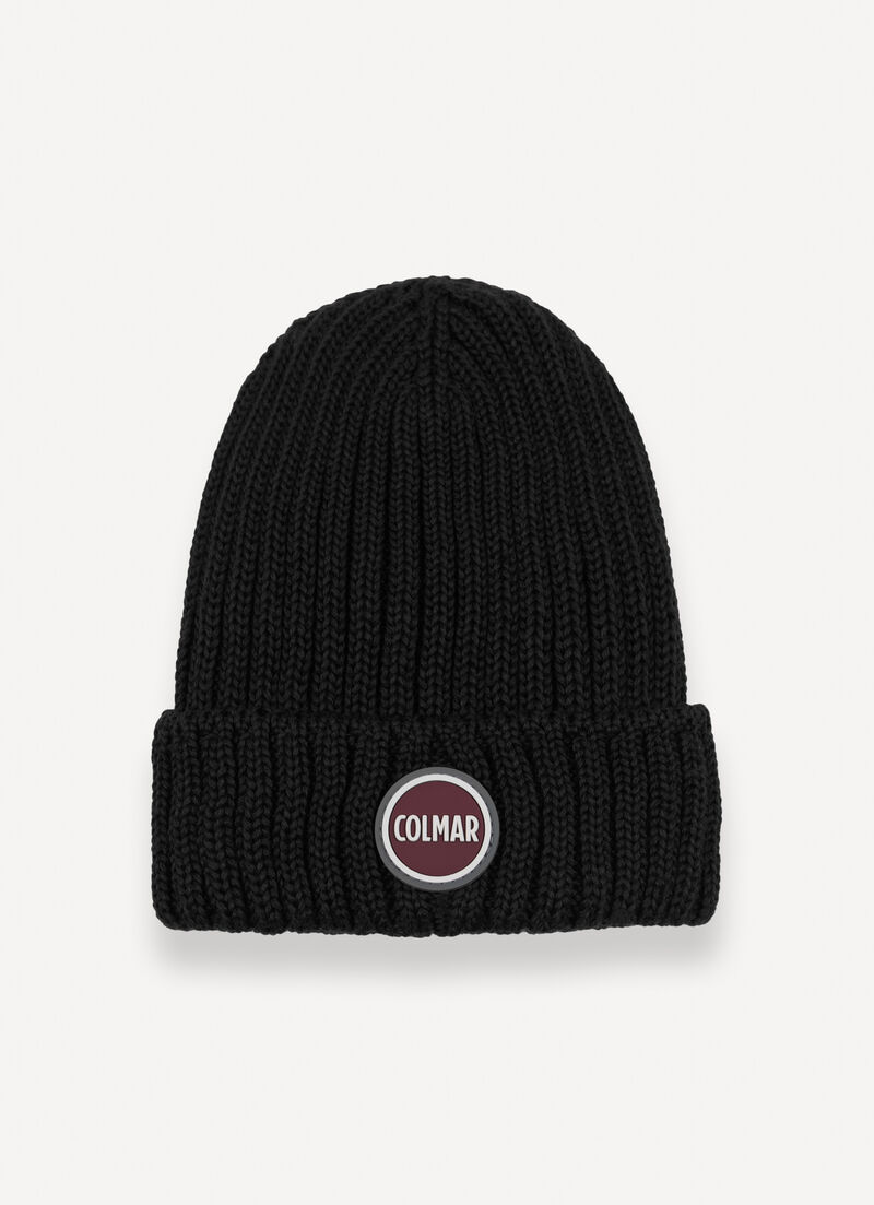 Unisex rib-knit hat with turn-up