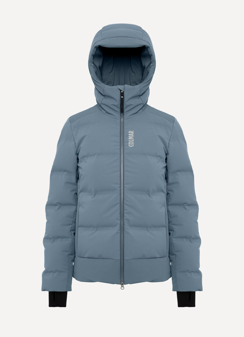 Channel padded ski jacket with neck warmer