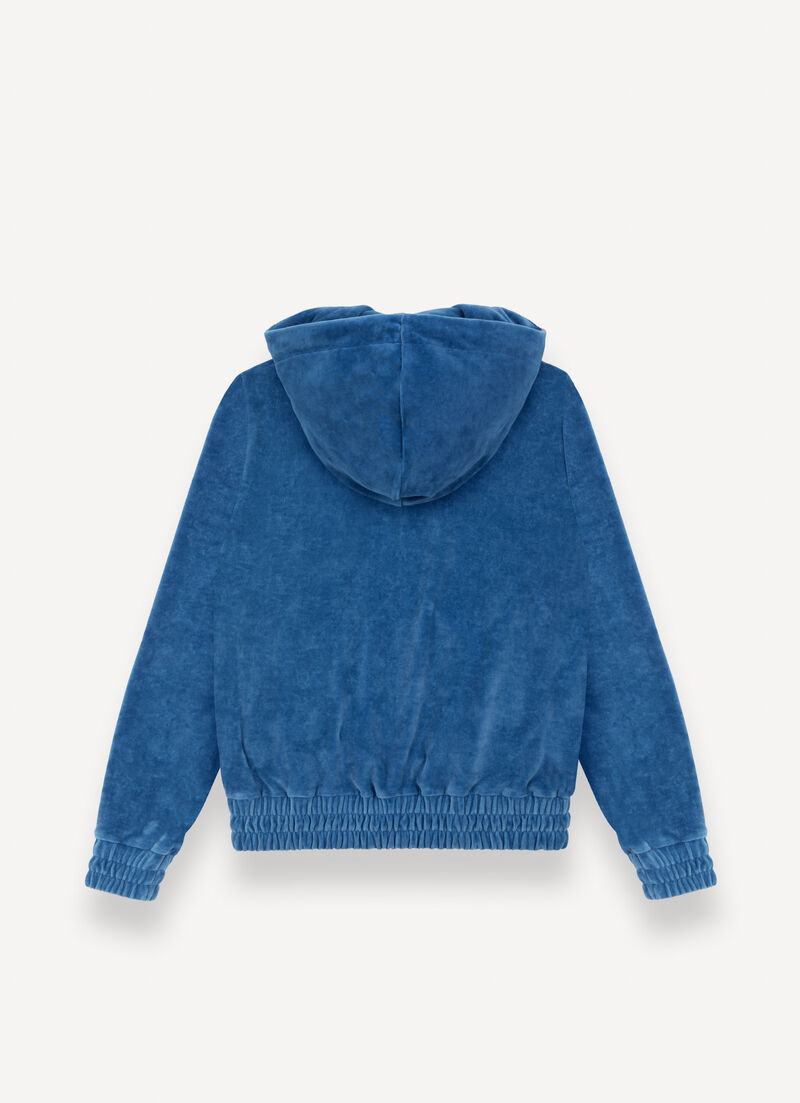 Velvet sweatshirt with zip