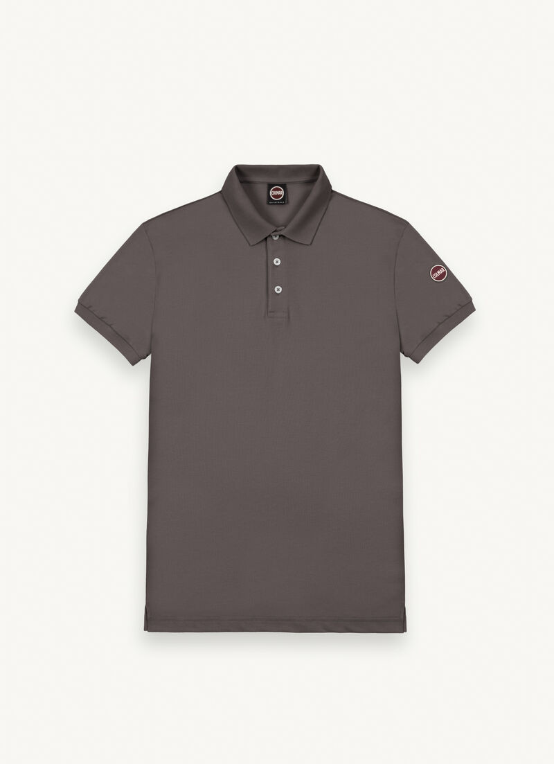 Stretch piqué cotton polo shirt