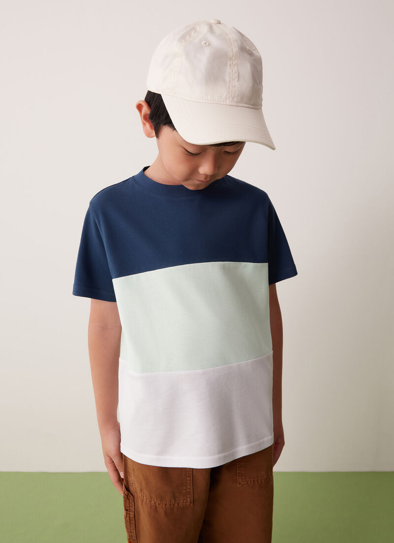 Colour-block cotton piqué T-shirt