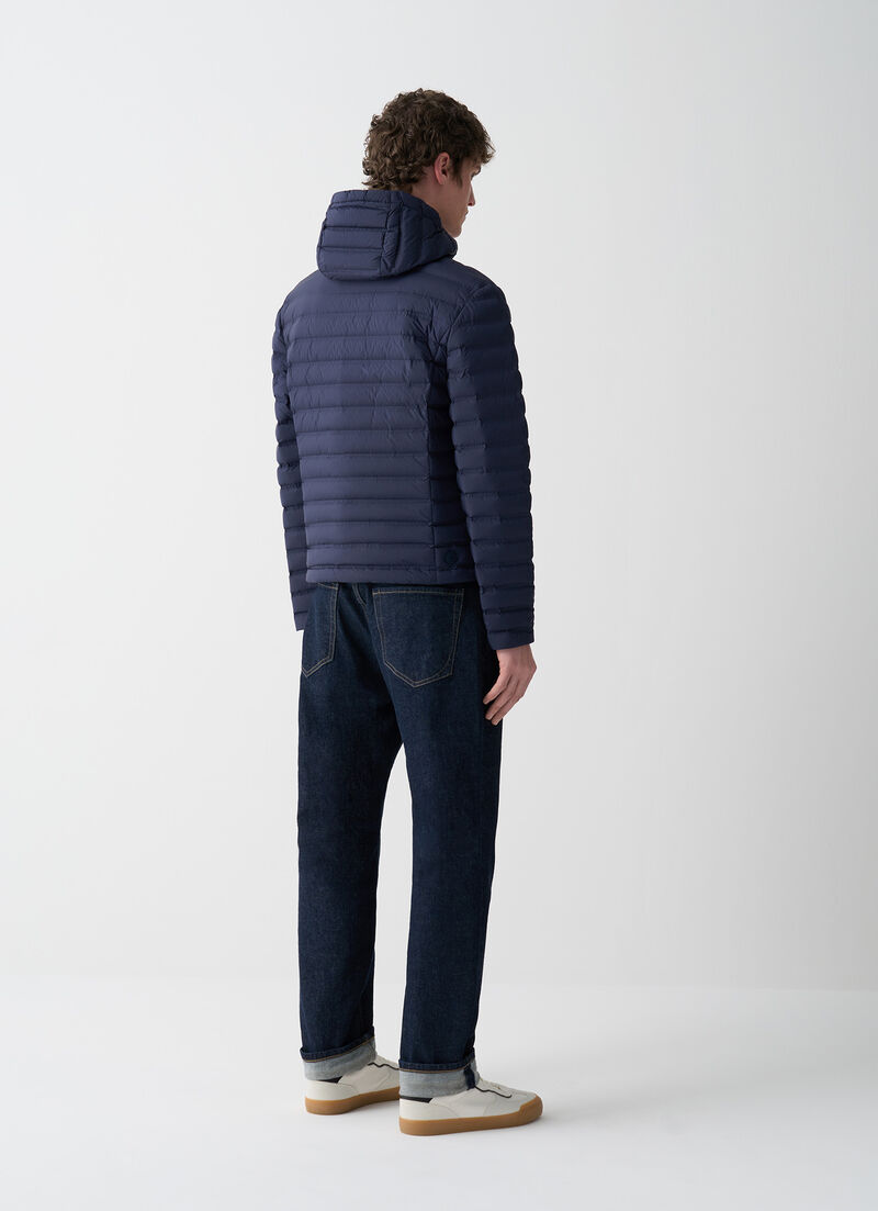 Seamless down jacket with hood