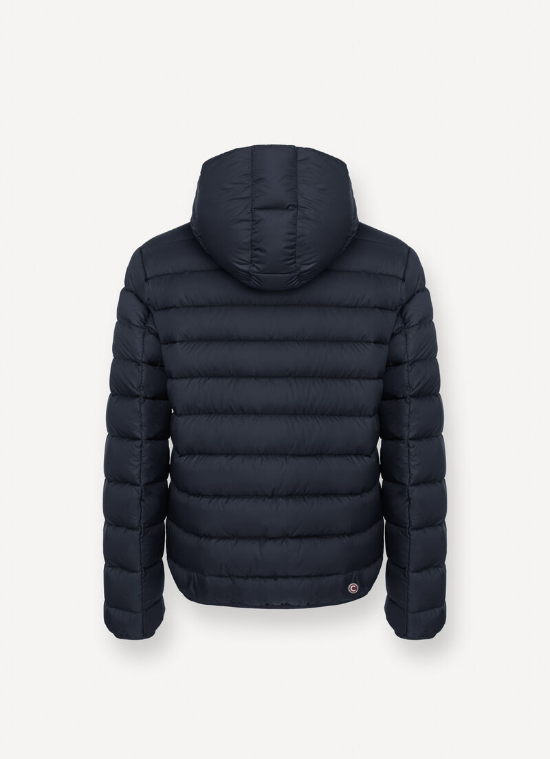 Sporty down jacket with fixed hood