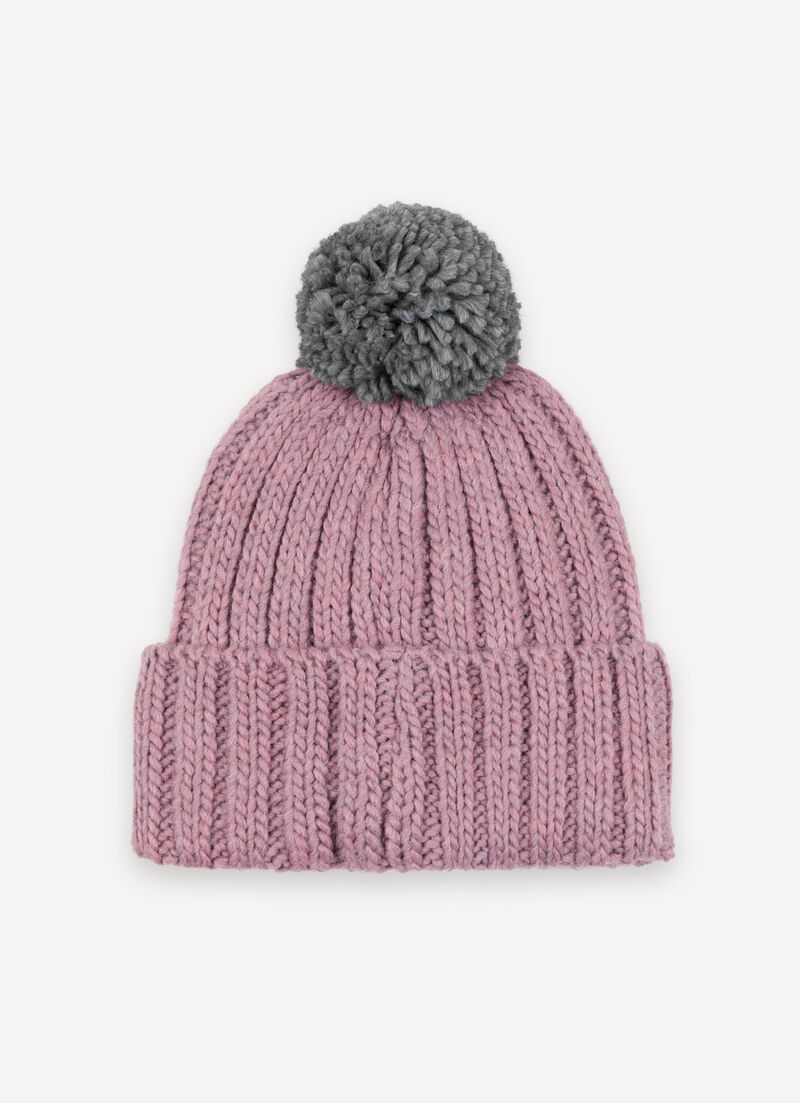 Unisex rib-knit hat with pom-pom