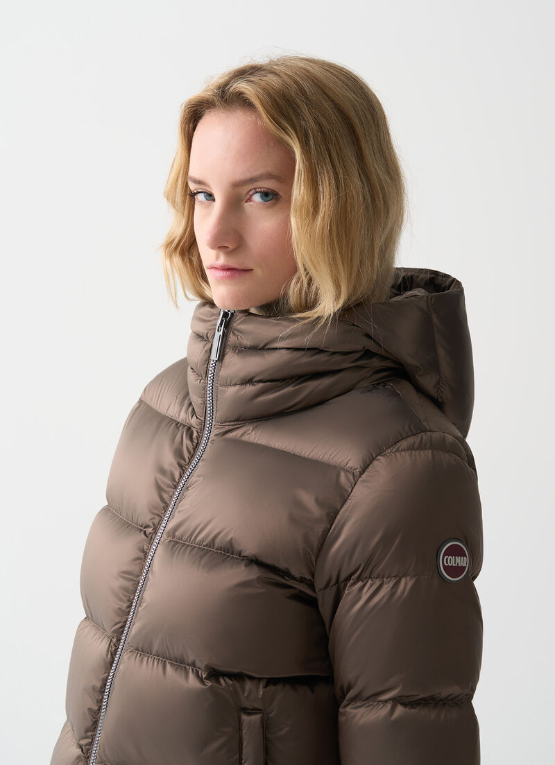 Down jacket with detachable hood
