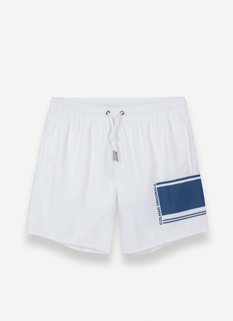 Swimsuit with interblock print