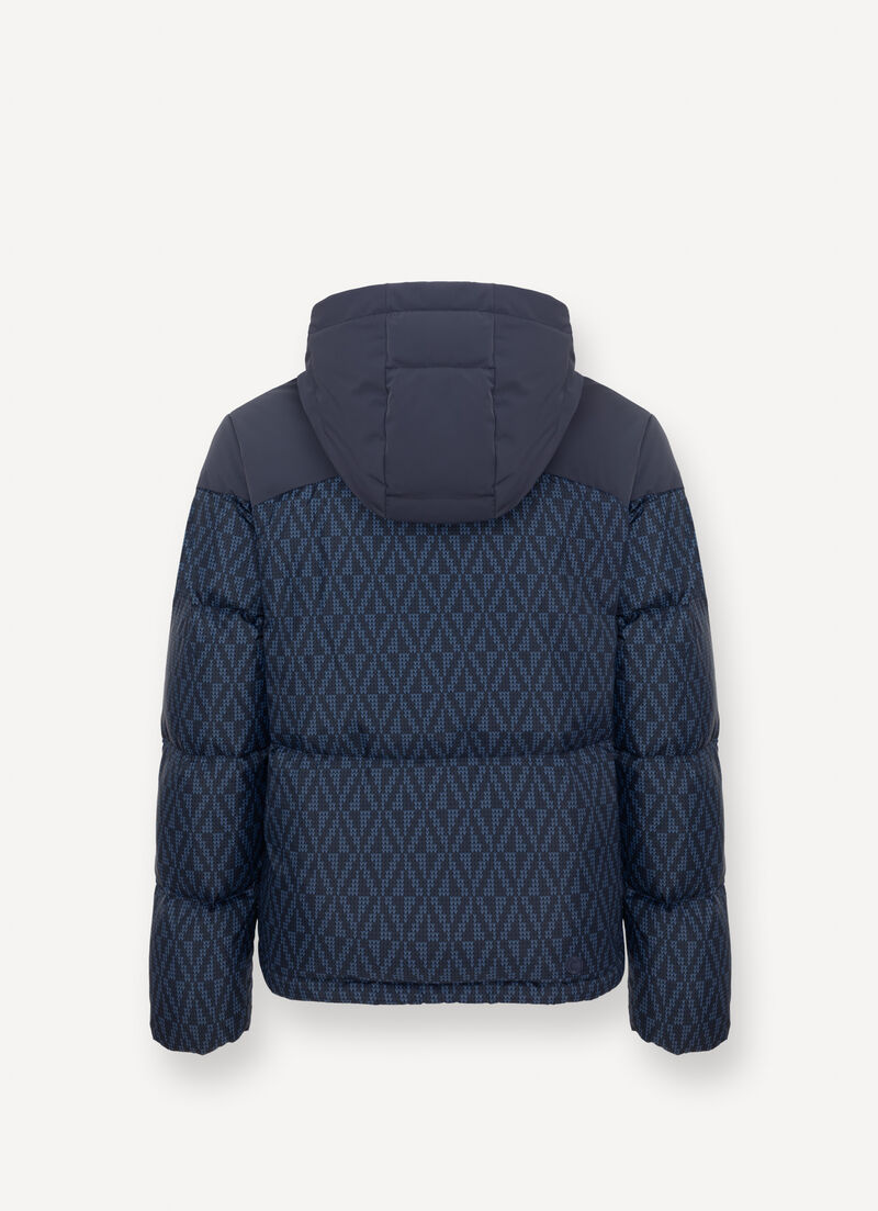 Down jacket with geometric print