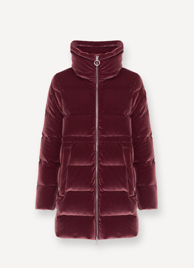 Long stretch velvet down jacket