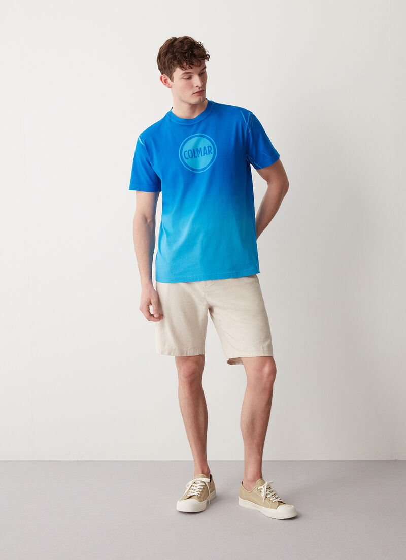 Faded effect printed cotton T-shirt