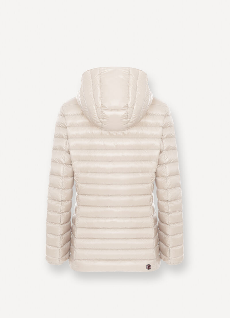 Fitted down jacket with hood