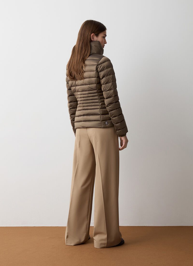 Fitted down jacket with knit cuffs