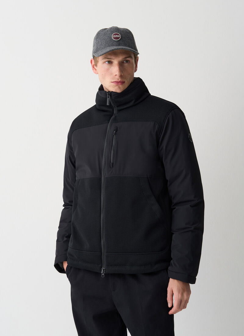 Bi-material down jacket