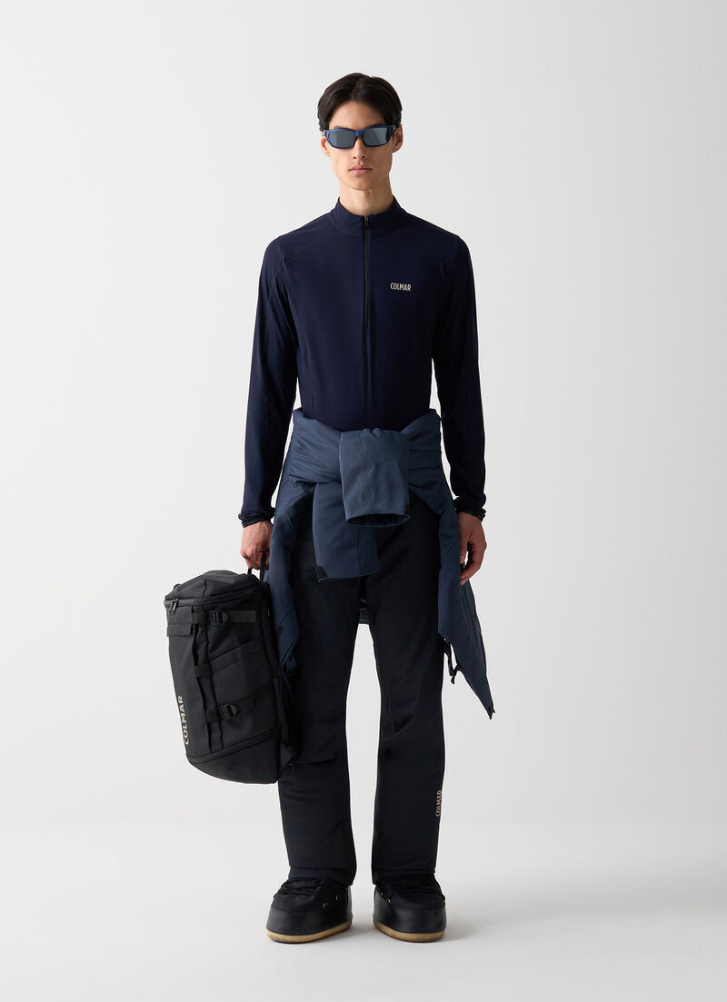 Thermal stretch ski jumper with half-zip
