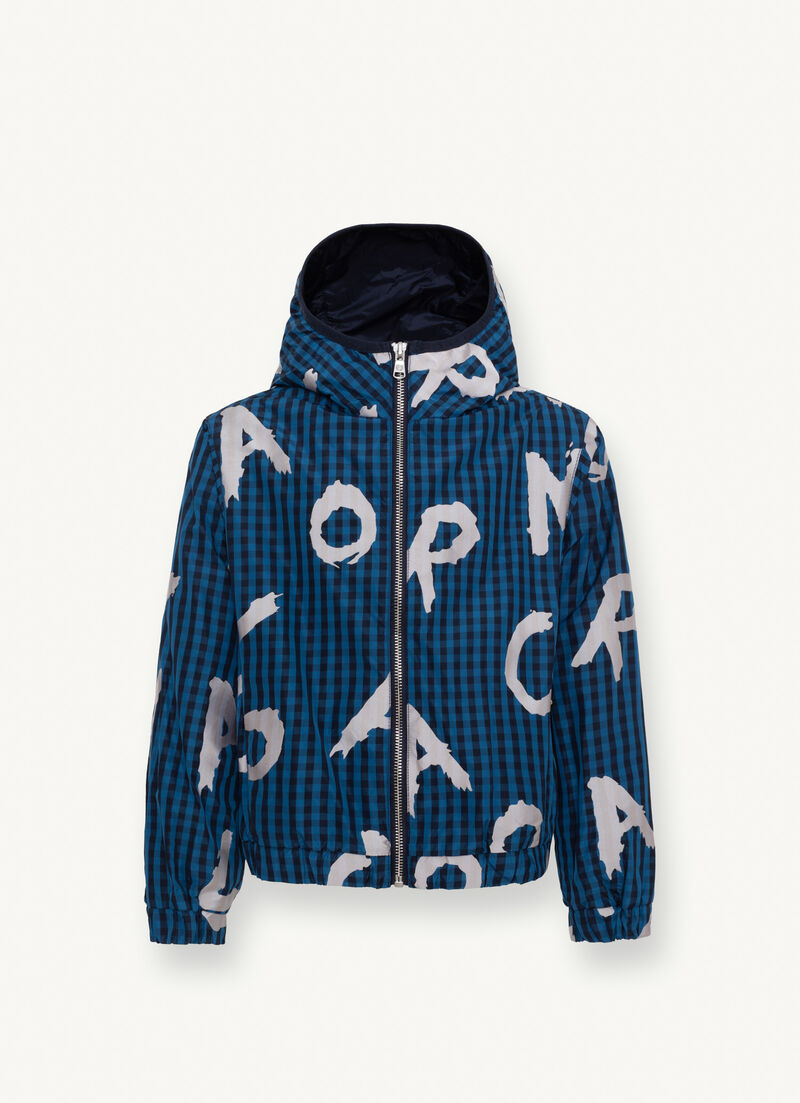 Unlined jacket with vichy pattern and print