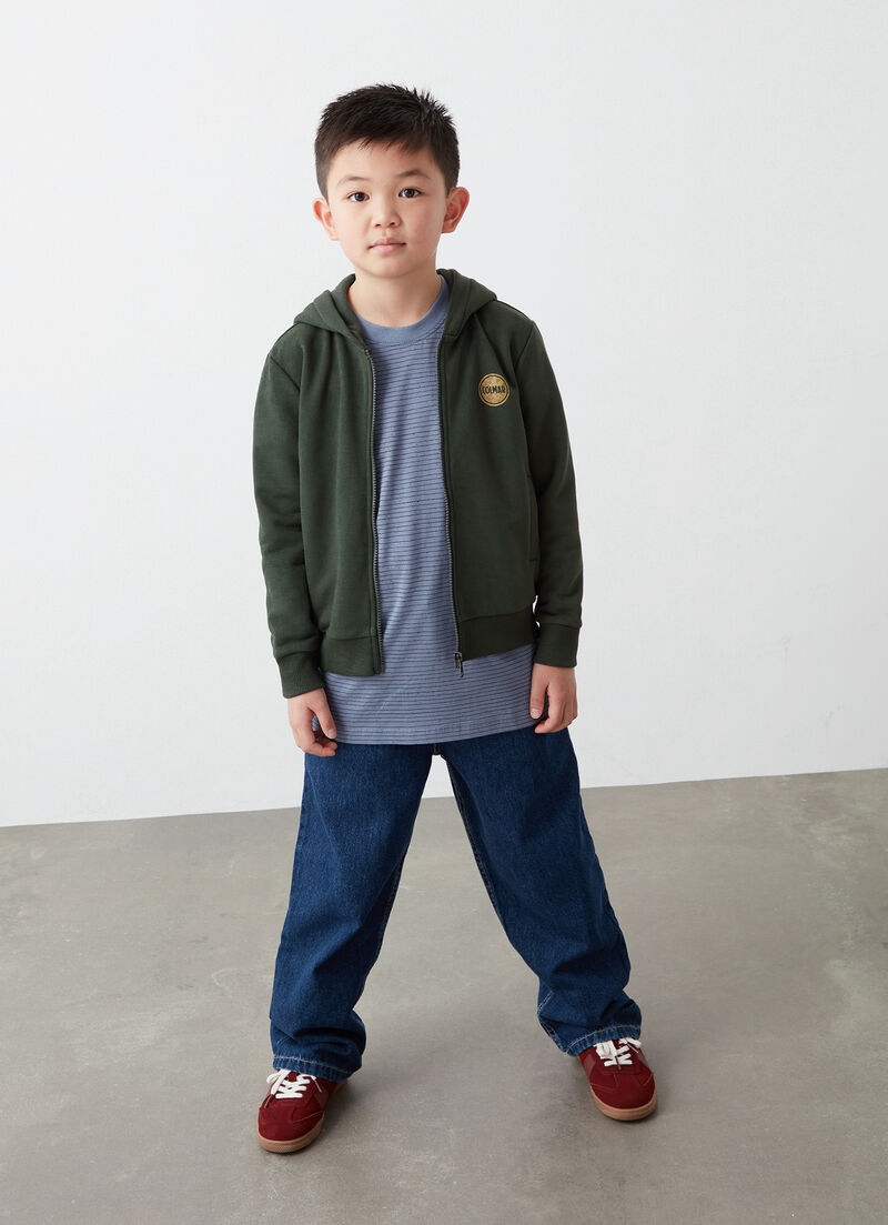 Zip-up sweatshirt with camouflage logo