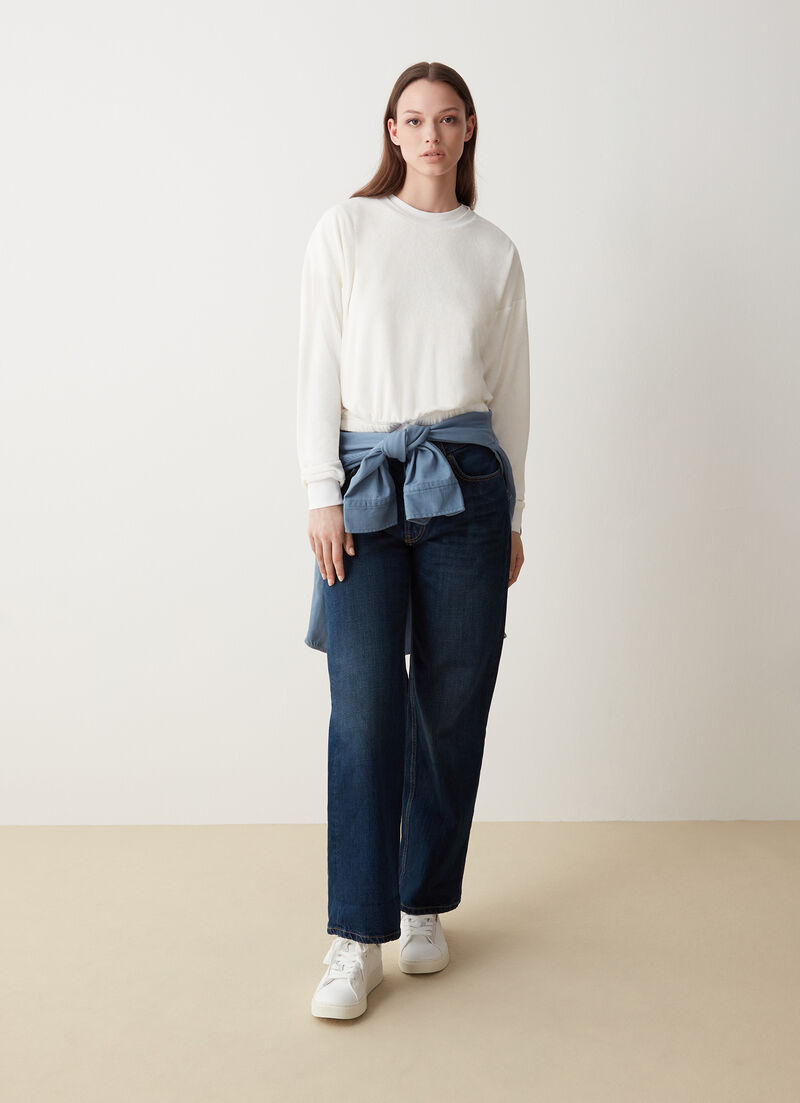 Chenille round-neck sweatshirt