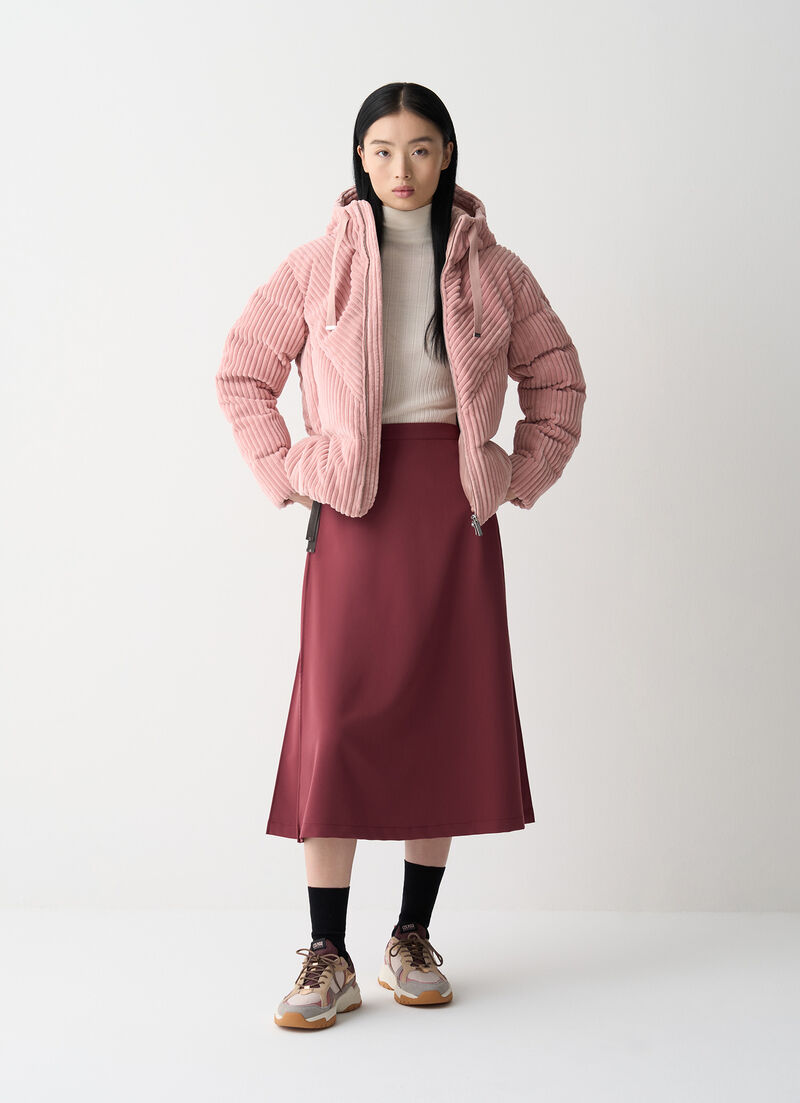 Corduroy down jacket wit hood