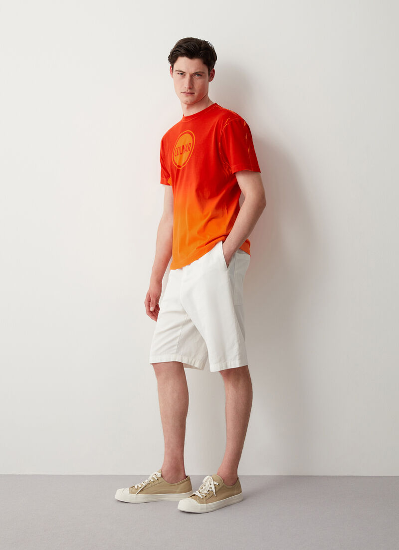 Faded effect printed cotton T-shirt