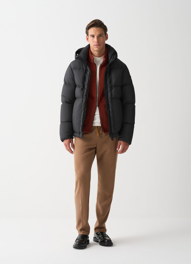 Puffy down jacket with hood