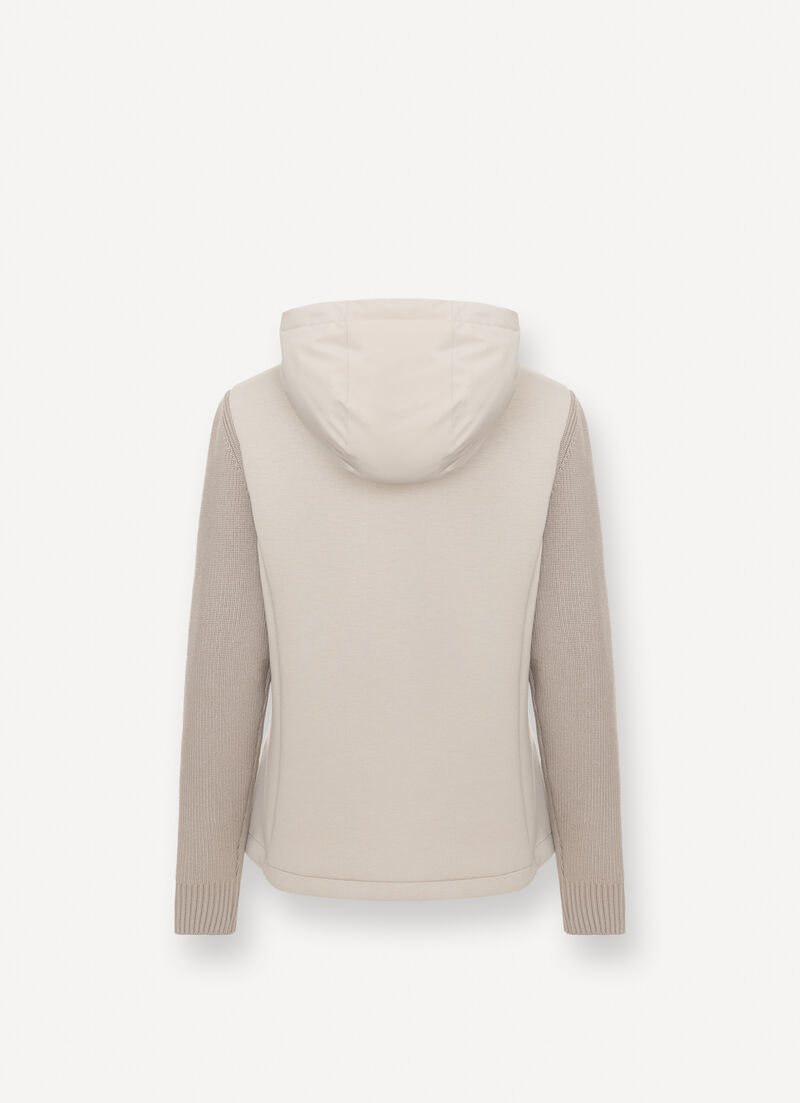 Padded jacket with knit sleeves