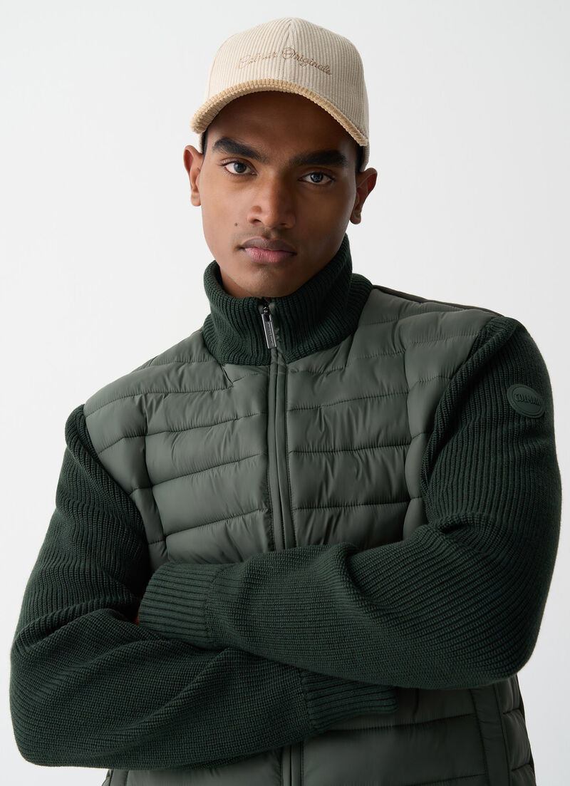 Jacket with knit sleeves