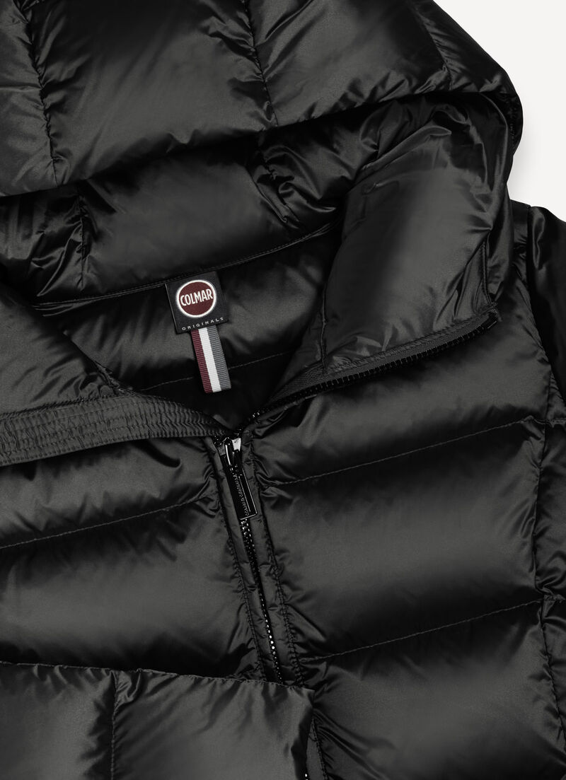 Long down jacket with hood