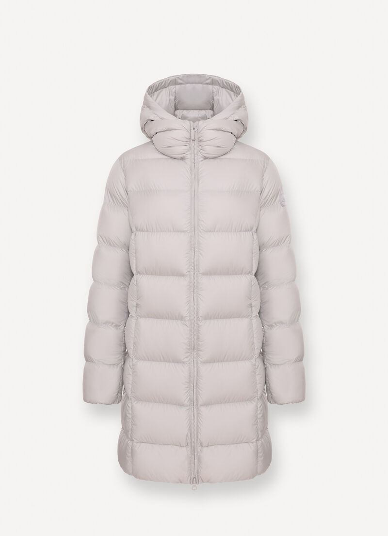 Long matte down jacket with hood