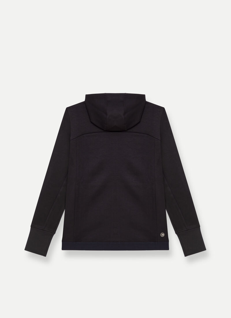 Stretch interlock hooded sweatshirt