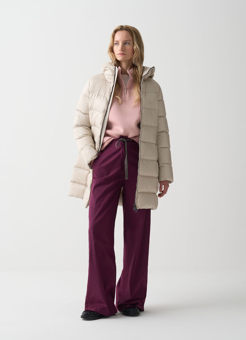 Long down jacket with hood