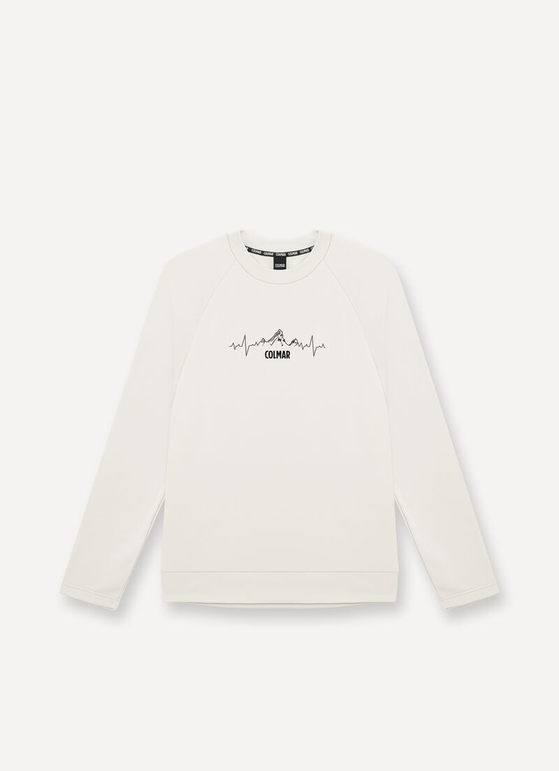 Printed crew-neck stretch ski fleece