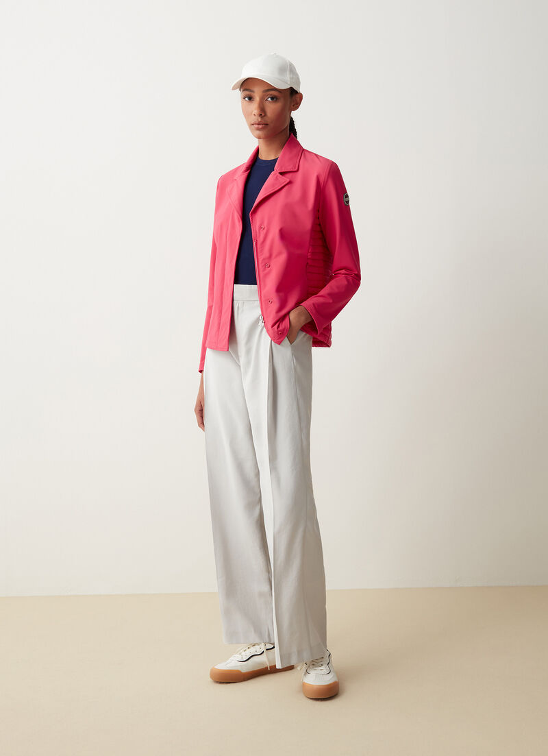 Semi-quilted blazer with combination of fabrics