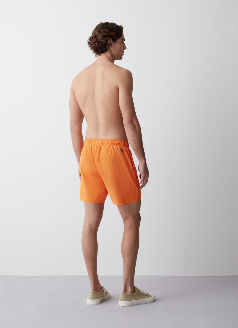 Solid colour swimsuit with elasticated waist