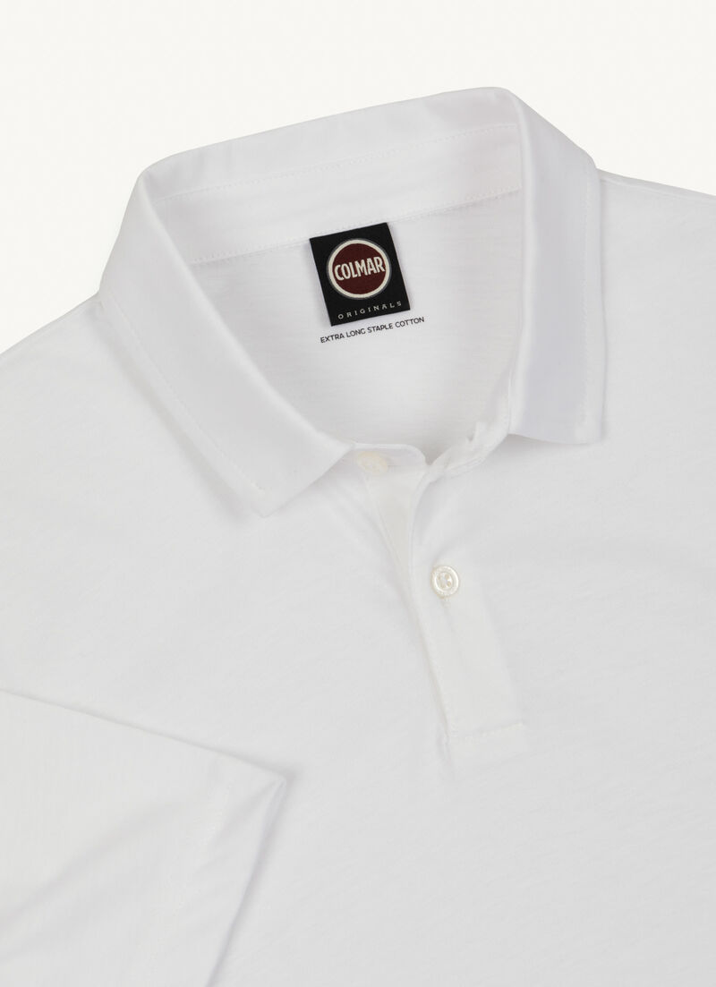 Compact cotton polo shirt with shirt collar