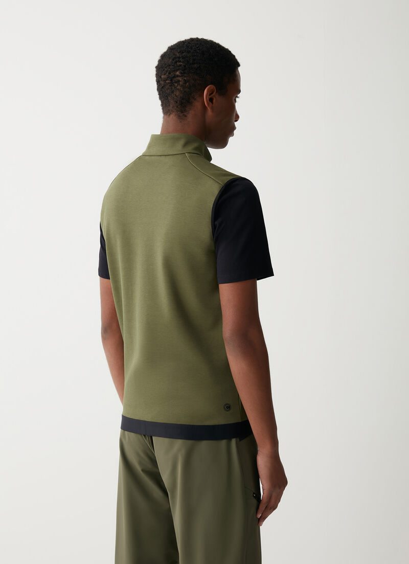 Full-zip stretch interlock vest