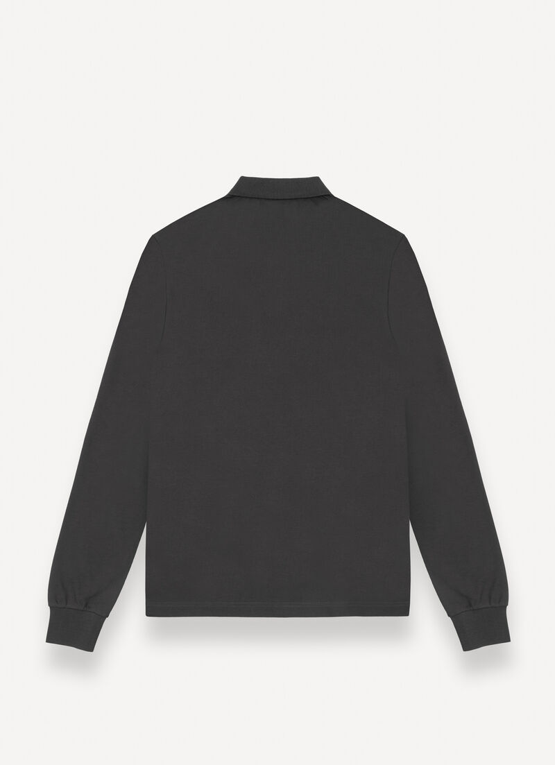 Long-sleeved polo shirt in stretch piqué