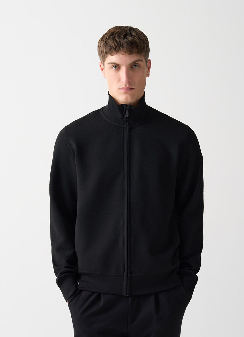 Full-zip jacquard sweatshirt
