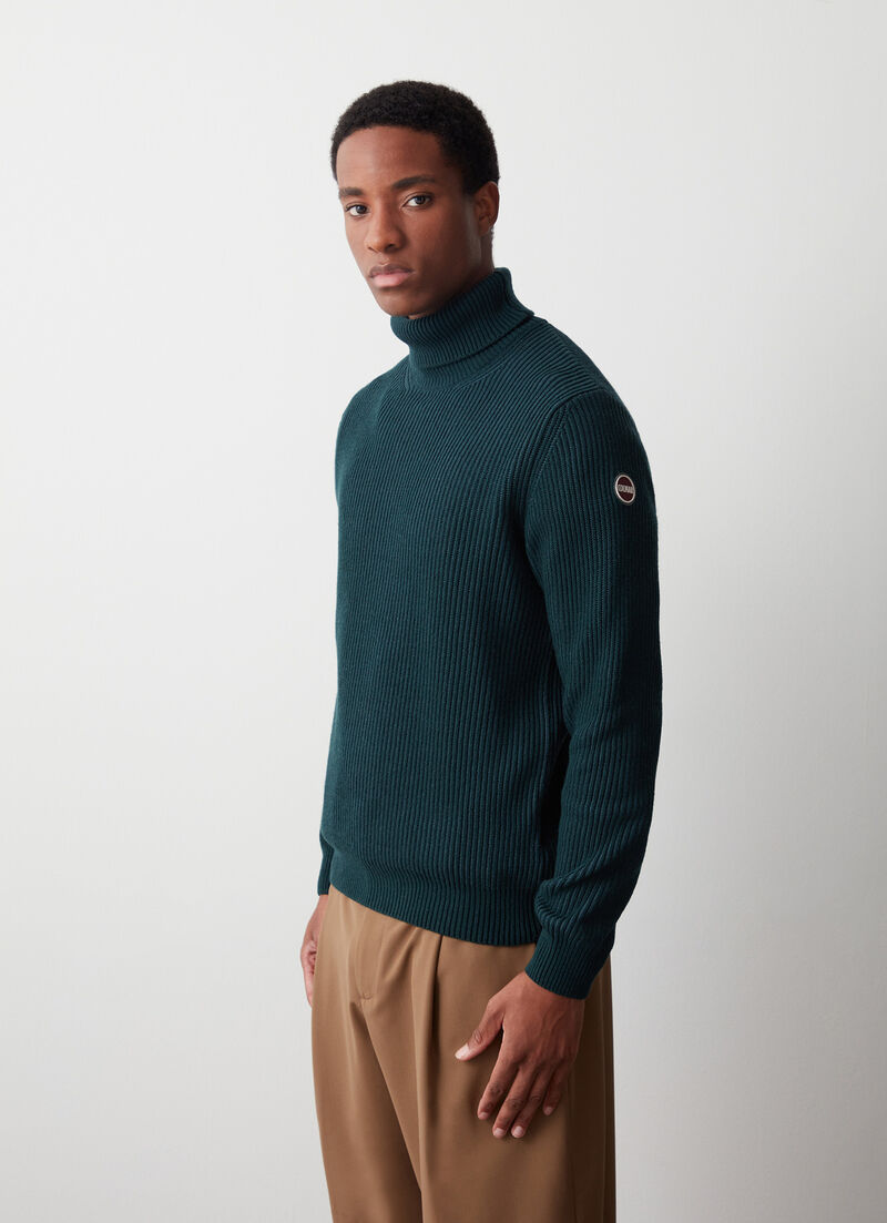 Fisherman’s rib-knit polo-neck pullover