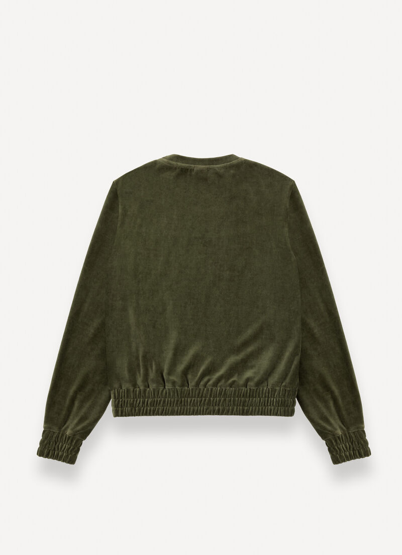 Velvet sweatshirt with stretch band